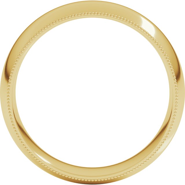 14k Yellow 7 Mm Milgrain Half Round Comfort Fit Light Band Size 14