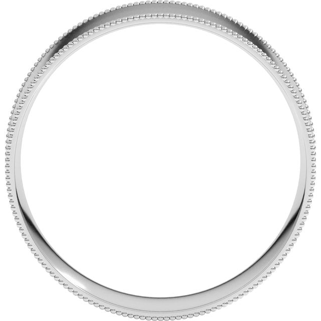 14K White 6 mm Milgrain Flat Comfort Fit Band Size 9.5