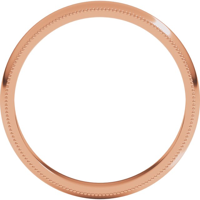 14k Rose 3 Mm Milgrain Half Round Band Size 9