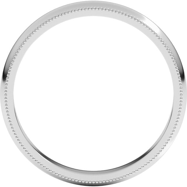14k White 3 Mm Milgrain Half Round Band Size 5
