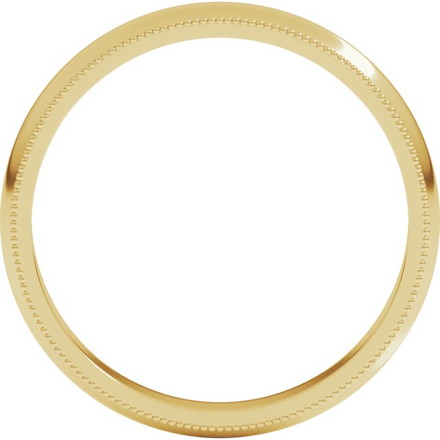 14K Yellow 3 mm Milgrain Half Round Band Size 7