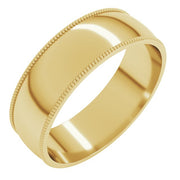 14K Yellow 6 mm Milgrain Half Round Comfort Fit Light Band Size 5.5