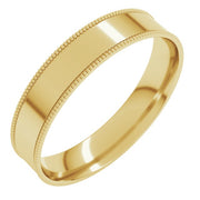 14k Yellow 4 Mm Milgrain Comfort-fit Flat Band Size 8.5
