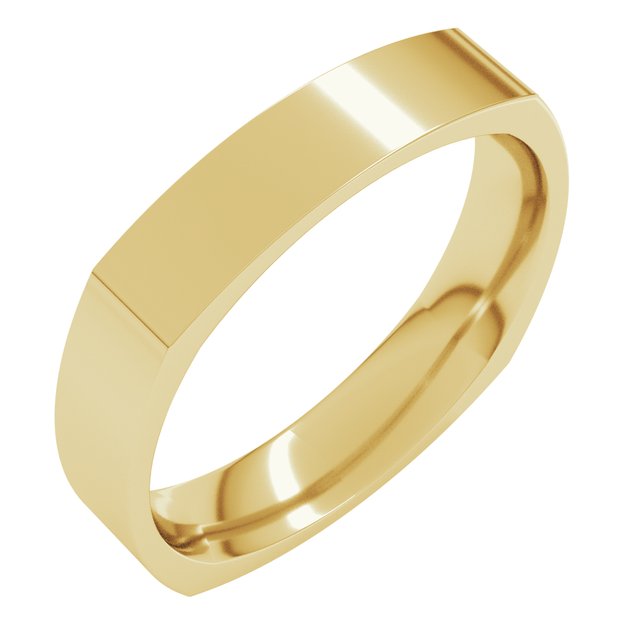 14K Yellow 4 mm Square Comfort Fit Band Size 7