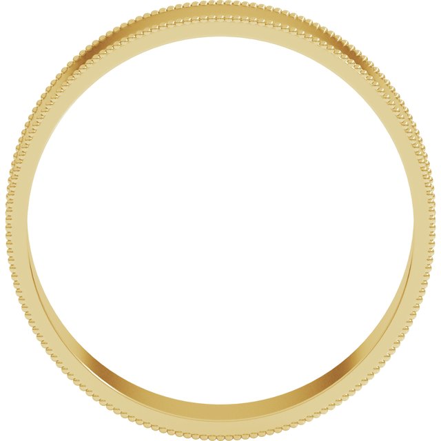 14k Yellow 5 Mm Milgrain Comfort-fit Flat Band Size 11