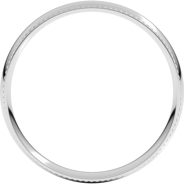 14K White 3 mm Rope Half Round Comfort Fit Band Size 7