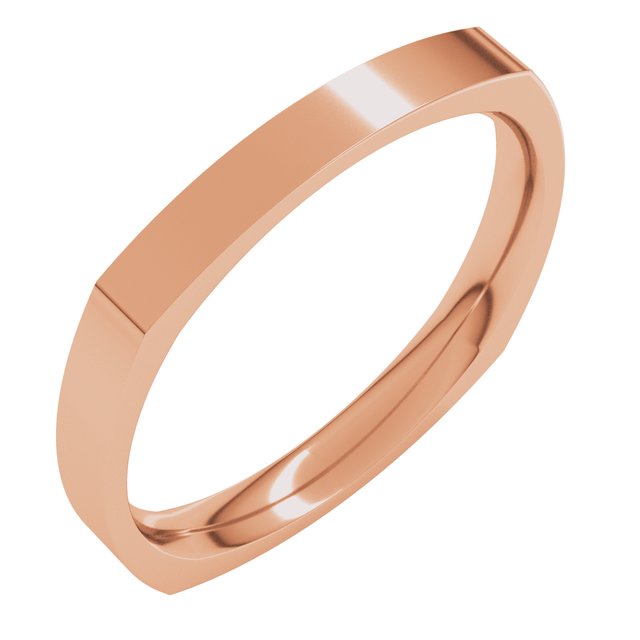 14k Rose 2.5 Mm Square Comfort Fit Band Size 8.5