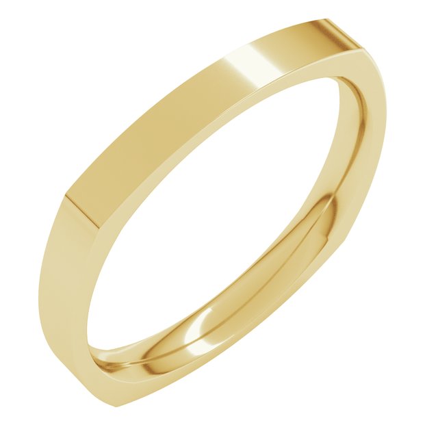 14k Yellow 2.5 Mm Comfort-fit Square Band Size 9.5