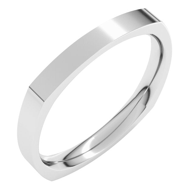 14k White 2.5 Mm Square Comfort Fit Band Size 10