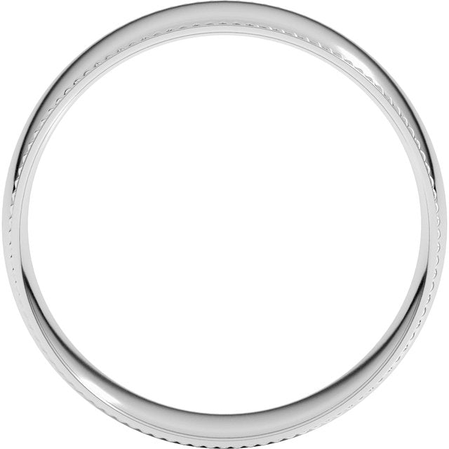 14K White 7 mm Rope Half Round Comfort Fit Band Size 10