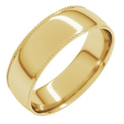 14k Yellow 6 Mm Rope Comfort-fit Half Round Band Size 8.5