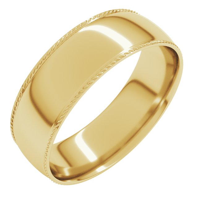14k Yellow 6 Mm Rope Comfort-fit Half Round Band Size 8.5