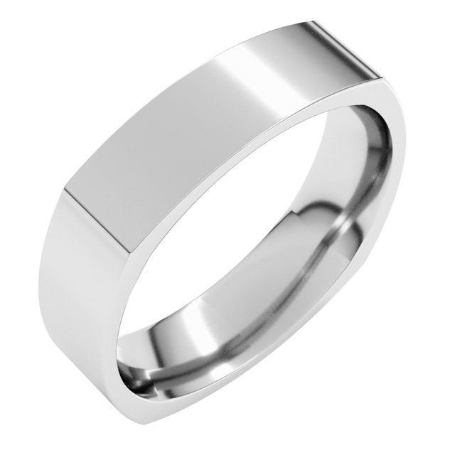 14k White 5 Mm Comfort-fit Square Band Size 10