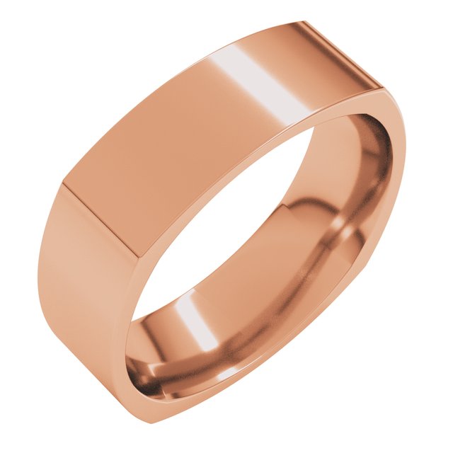 14K Rose 6 mm Square Comfort Fit Band Size 9