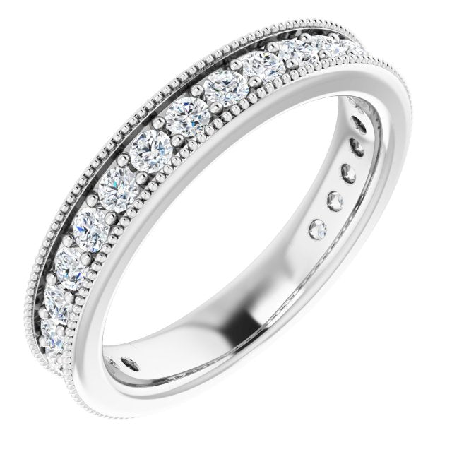 14k White 3/4 Ctw Natural Diamond Anniversary Band