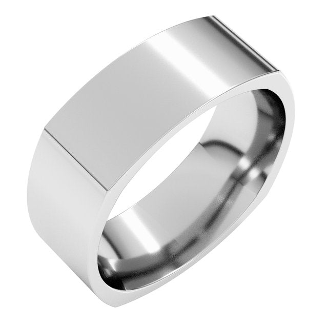 14k White 7 Mm Square Comfort Fit Band Size 10