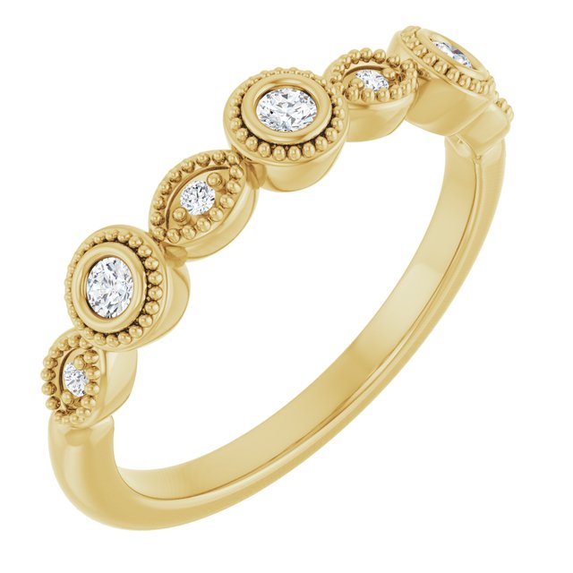14K Yellow 2 mm Round 1/8 CTW Natural Diamond Anniversary Band