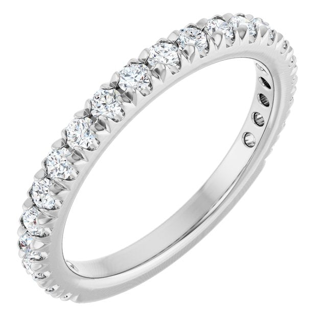 14k White 5/8 Ctw Natural Diamond French-set Anniversary Band