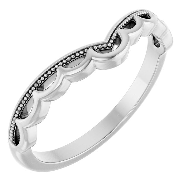 14K White Contour Band