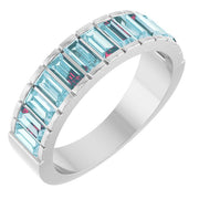 14K White Natural Sky Blue Topaz Channel-Set Ring