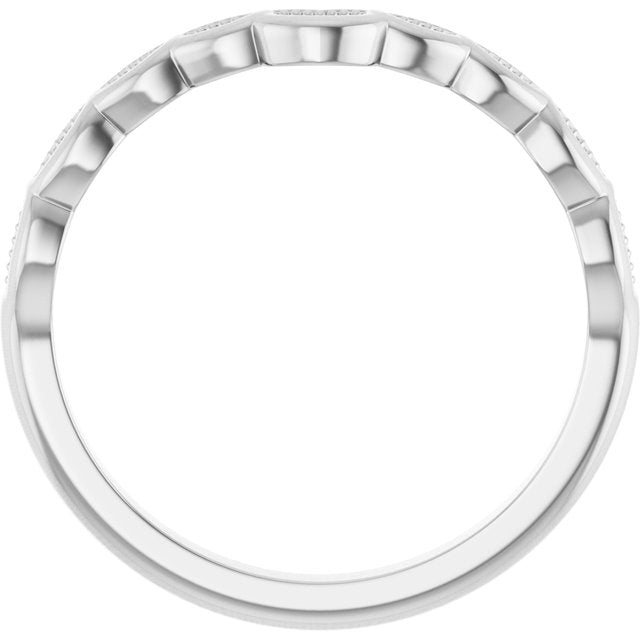 14K White Contour Band