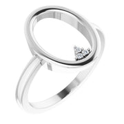 14K White .01 CTW Natural Diamond Open Circle Cluster Ring