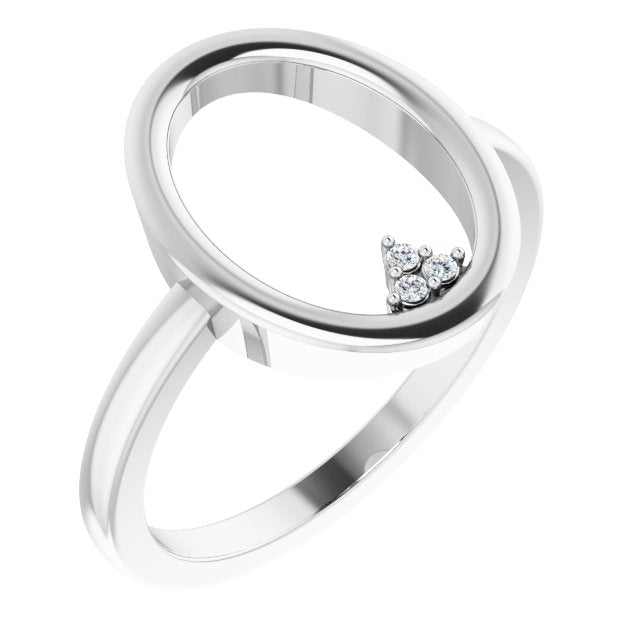 14K White .01 CTW Natural Diamond Open Circle Cluster Ring