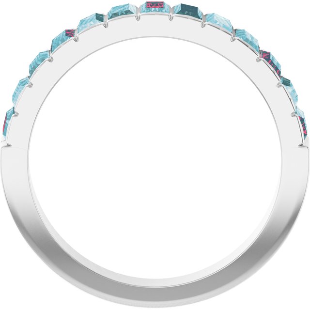 14K White Natural Sky Blue Topaz Channel-Set Ring