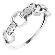 14k White 1/10 Ctw Natural Diamond Link Ring