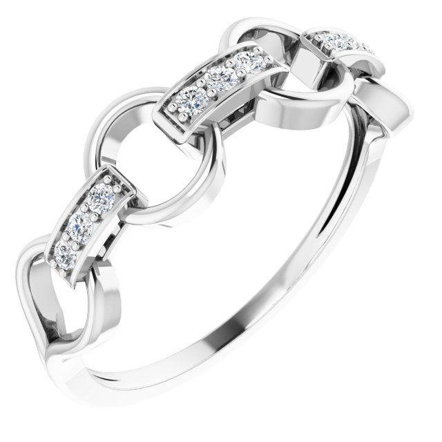 14k White 1/10 Ctw Natural Diamond Link Ring