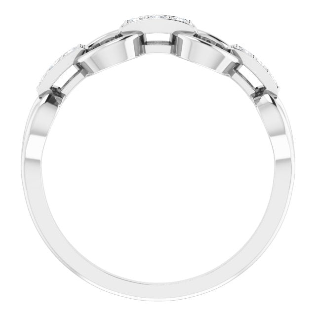 14k White 1/10 Ctw Natural Diamond Link Ring