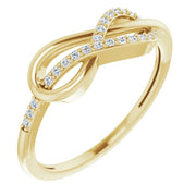 14k Yellow 1/10 Ctw Natural Diamond Infinity-inspired Ring