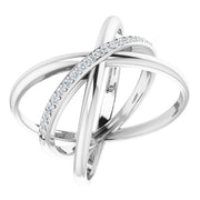 14k White 1/6 Ctw Natural Diamond Criss-cross Ring
