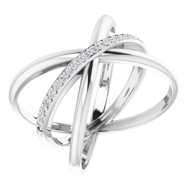 14k White 1/6 Ctw Natural Diamond Criss-cross Ring