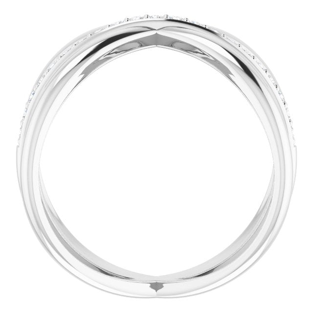 14k White 1/6 Ctw Natural Diamond Criss-cross Ring