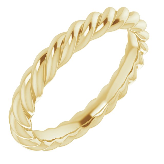14k Yellow 3 Mm Skinny Rope Band Size 6.5