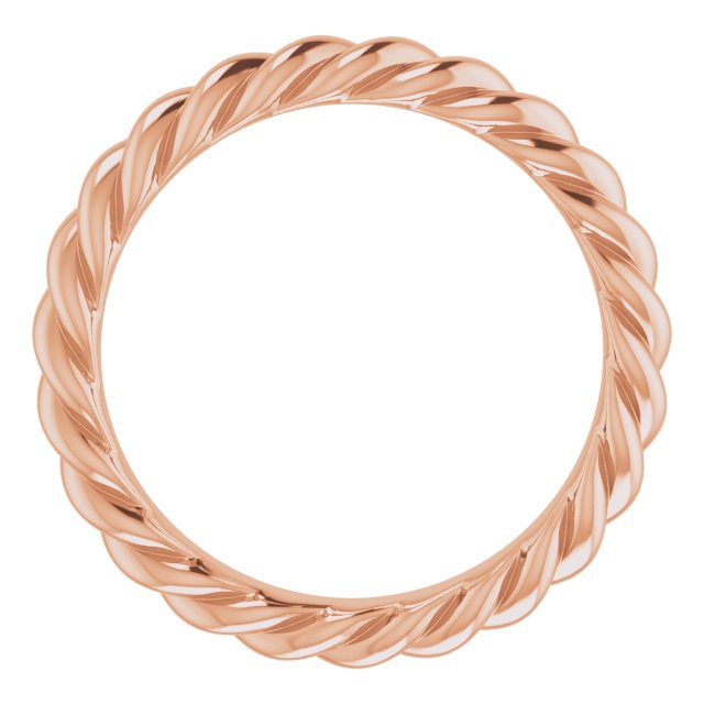 14K Rose 3 mm Skinny Rope Band Size 5.5