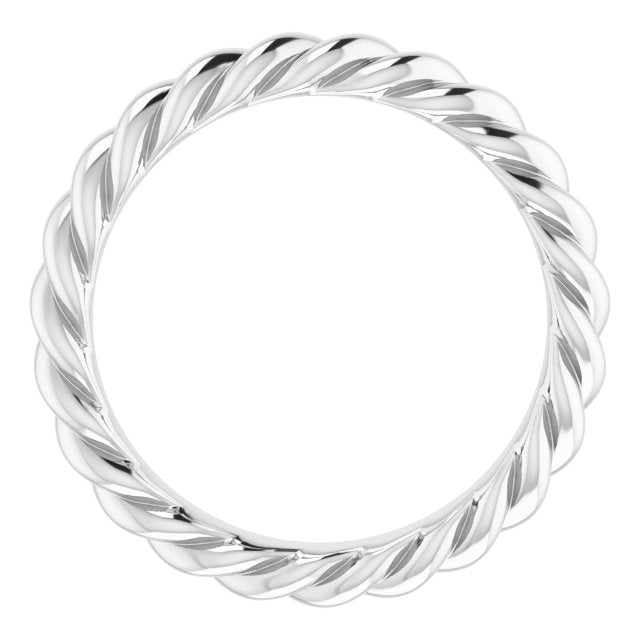 14K White 3 mm Skinny Rope Band Size 5