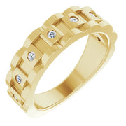 14K Yellow 1/4 CTW Natural Diamond Chain Link Ring
