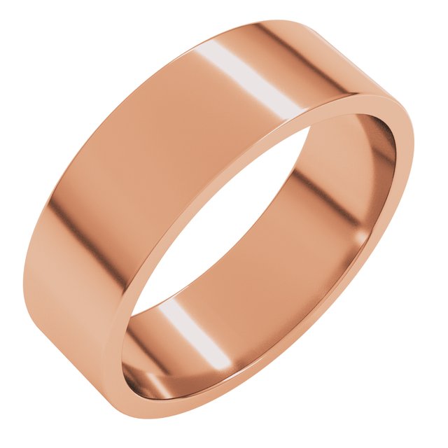 14K Rose 6 mm Flat Band Size 6.5