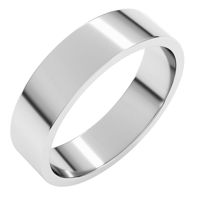 18K White 5 mm Flat Band Size 6