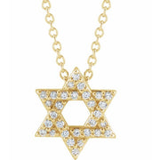 14K Yellow 1/10 CTW Natural Diamond Star of David 16-18' Necklace