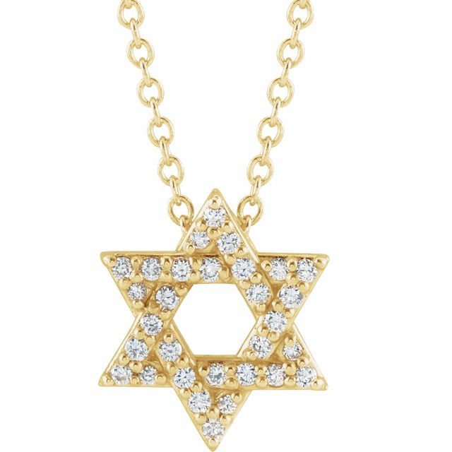 14K Yellow 1/10 CTW Natural Diamond Star of David 16-18' Necklace