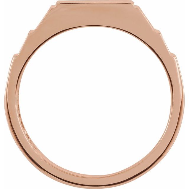 14K Rose .08 CTW Natural Black Diamond 23.5 mm Geometric Signet Ring