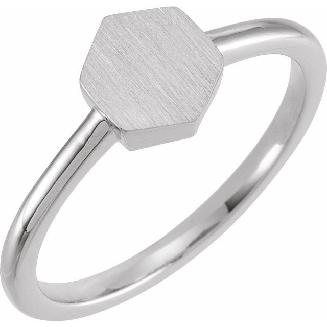 Sterling Silver  9.5x8 mm Geometric Signet Ring