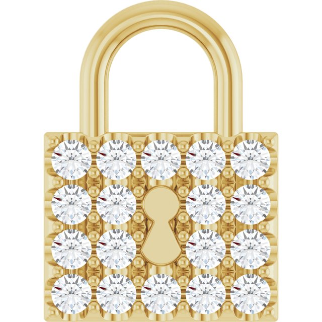 14K Yellow 1/2 CTW Natural Diamond Lock Pendant