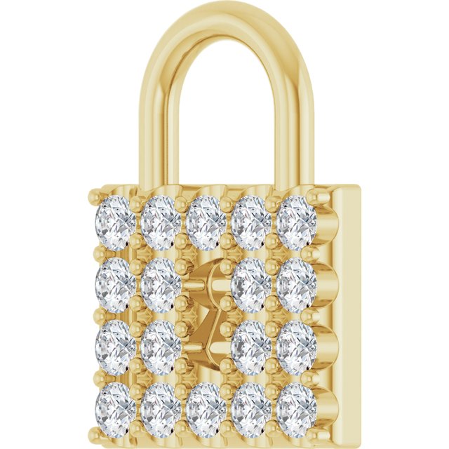 14K Yellow 1/2 CTW Natural Diamond Lock Pendant