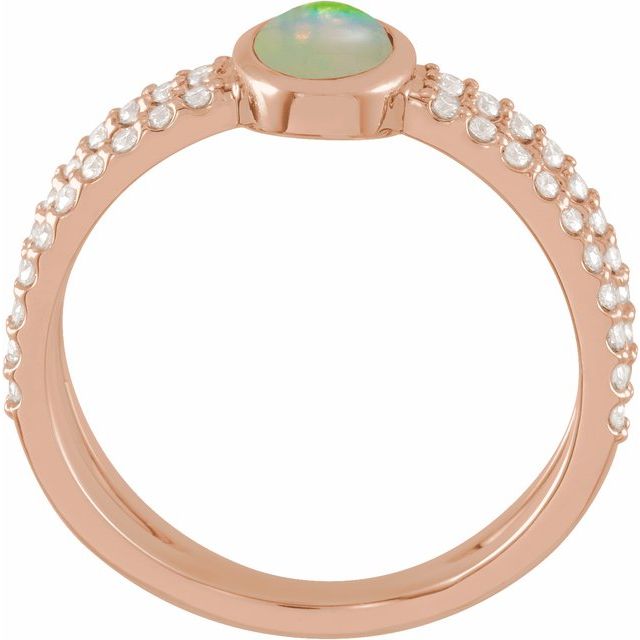 14K Rose Natural Ethiopian Opal & 3/8 CTW Natural Diamond Ring