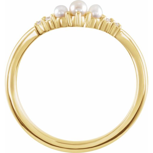 14K Yellow Pearl & .03 CTW Natural Diamond Contour Band