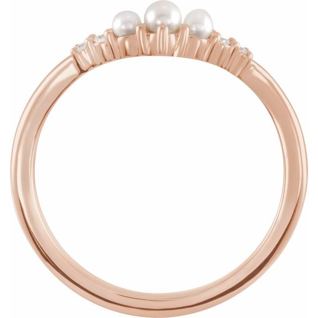 14K Rose Pearl & .03 CTW Natural Diamond Contour Band